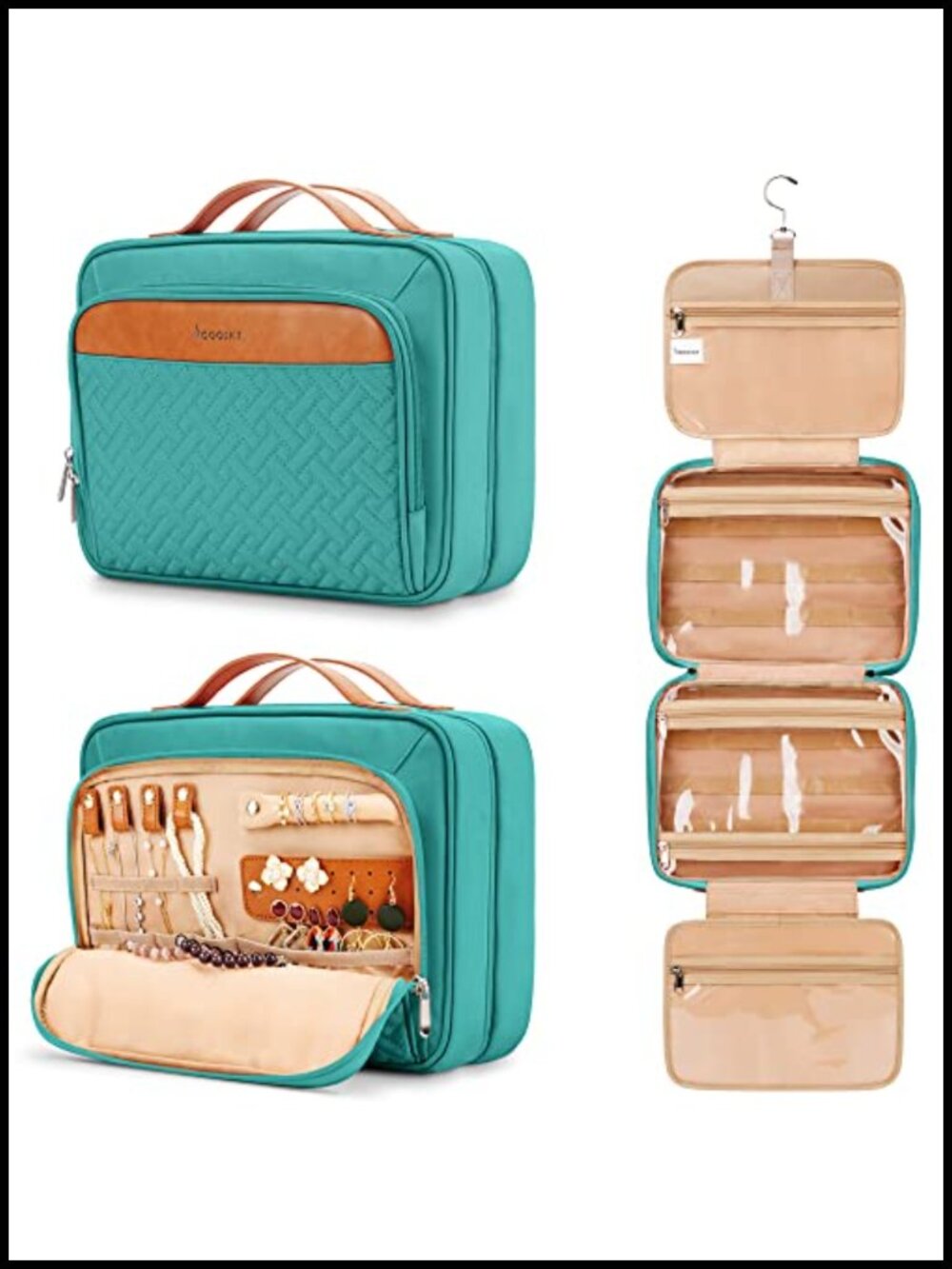 Extra Large Waterproof Hanging Toiletry Bag with Jewelry Organizer, Travel